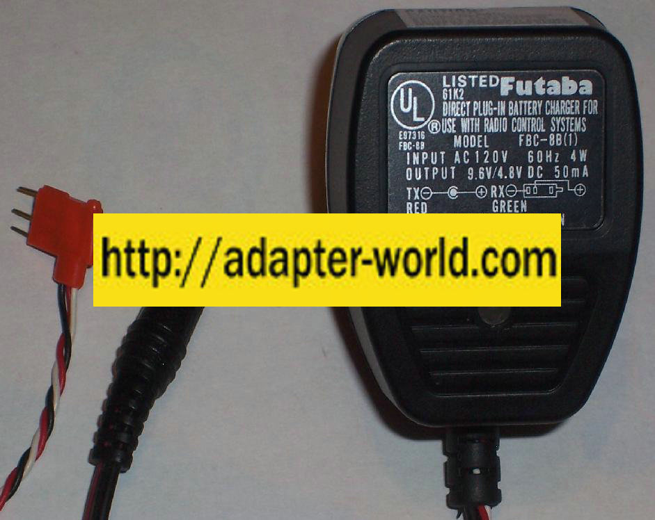 FUTABA FBC-8B(1) AC DC ADAPTER 9.6V/4.8V 50mA 4W POWER SUPPLY